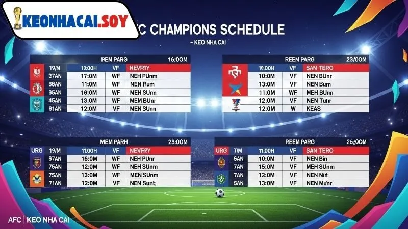 Lịch thi đấu AFC Champions League Kèo Nhà Cái 2025–2026 3 Lịch thi đấu vòng bảng AFC Champions League tại Kèo Nhà Cái