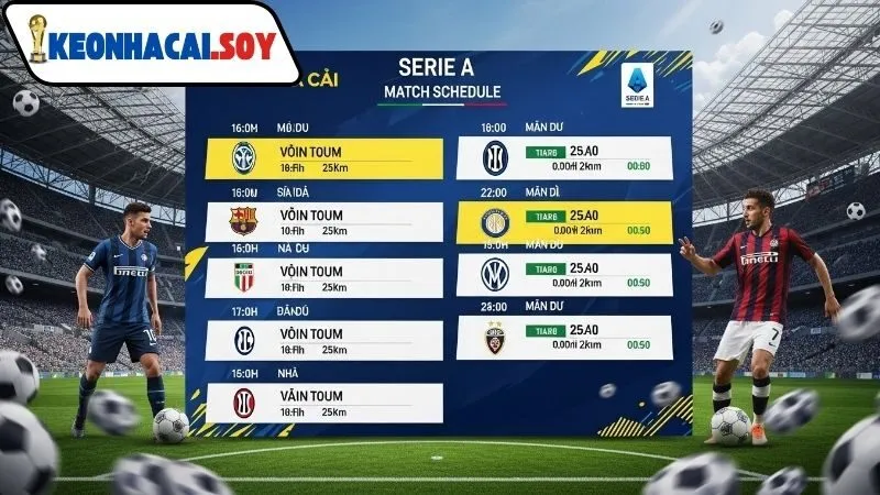 Lịch thi đấu Serie A Kèo Nhà Cái hôm nay 3 Gợi ý kèo khi không có lịch thi đấu Serie A Kèo Nhà Cái